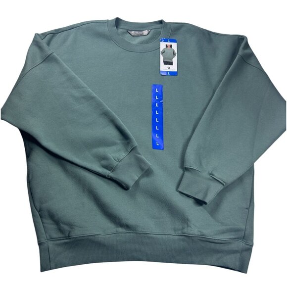 Tuff Athletics Crewneck Sweatshirt Women Size L Green Pullover Cotton Polyester - Picture 3 of 9